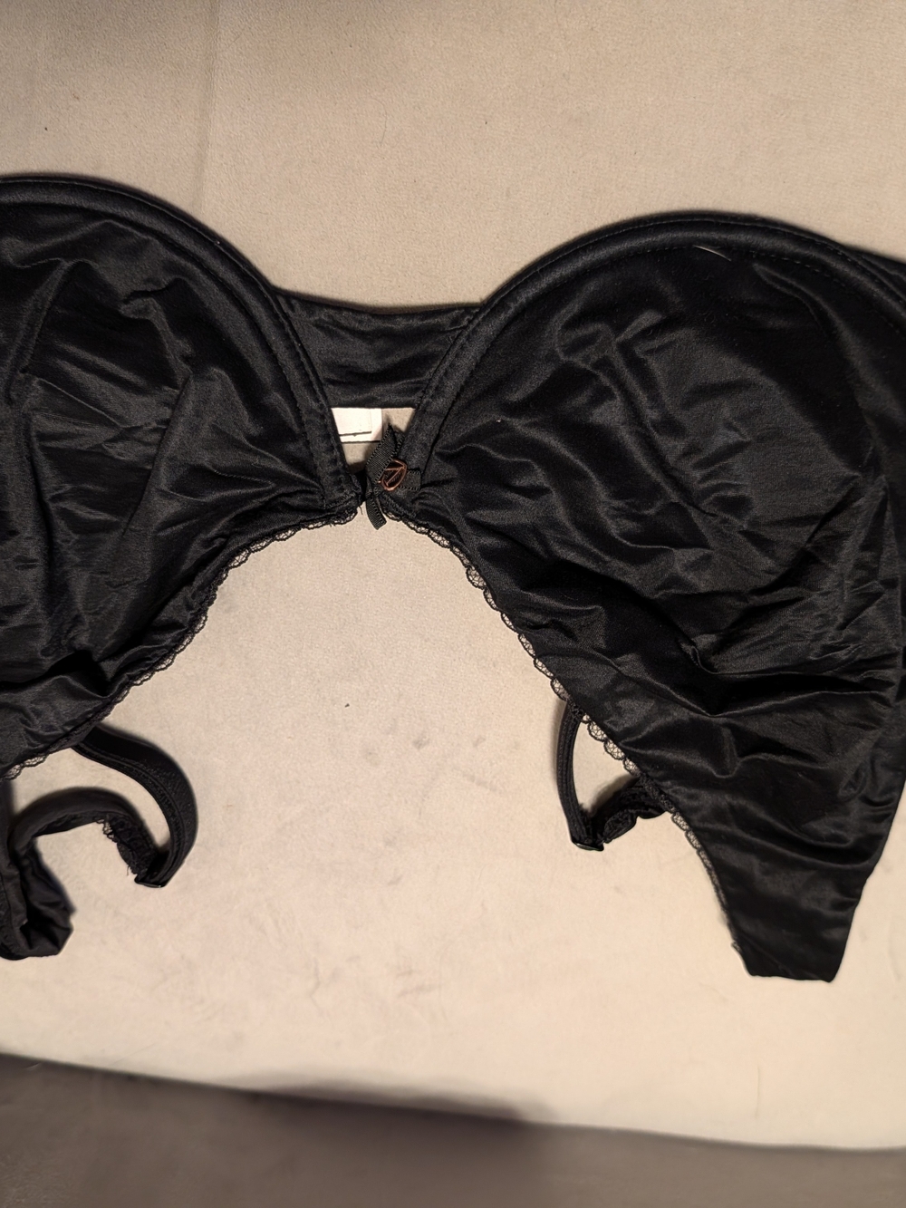 Victoria's Secret Black Satin Lace-Trim Bra